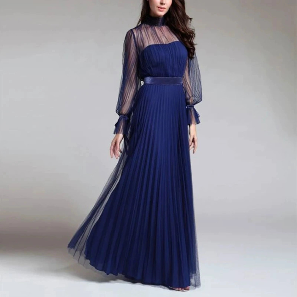 ZARA Spring Summer Tulle Long Sleeve Elegant Banquet Evening Party Gown
